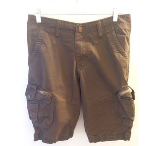 Burberry Cargo Shorts Mens 29 Brown Multi Pocket Zip Utility Shorts Designer
